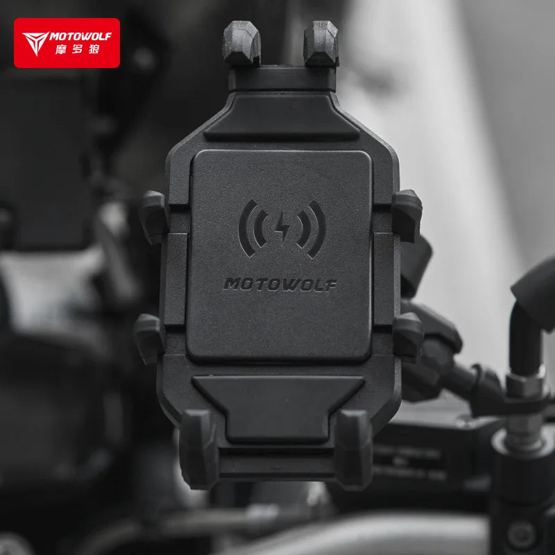 MOTOWOLF Motorcycle Outdoor Shock Absorbing Mobile Phone Holder Eight Claw Fixed Holder Wireless Charging Navigation Holder