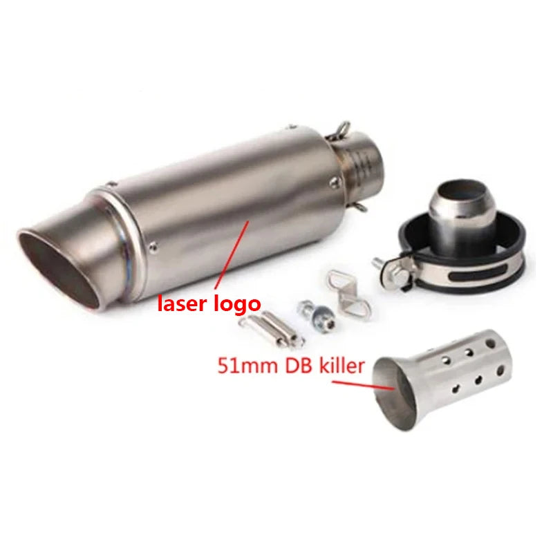 Universal 51/60mm motorcycle exhaust inox muffler carbon fiber exhaust with DB Killer for z900 R3 R25 MT07 MT09 R1 Z400 Z650