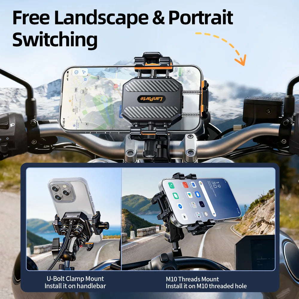 Anti-Theft Motorcycle Phone Mount Holder with Vibration Dampener & High-Speed Secure Lock,Handlebar Cellphone Cradle for Bicycle