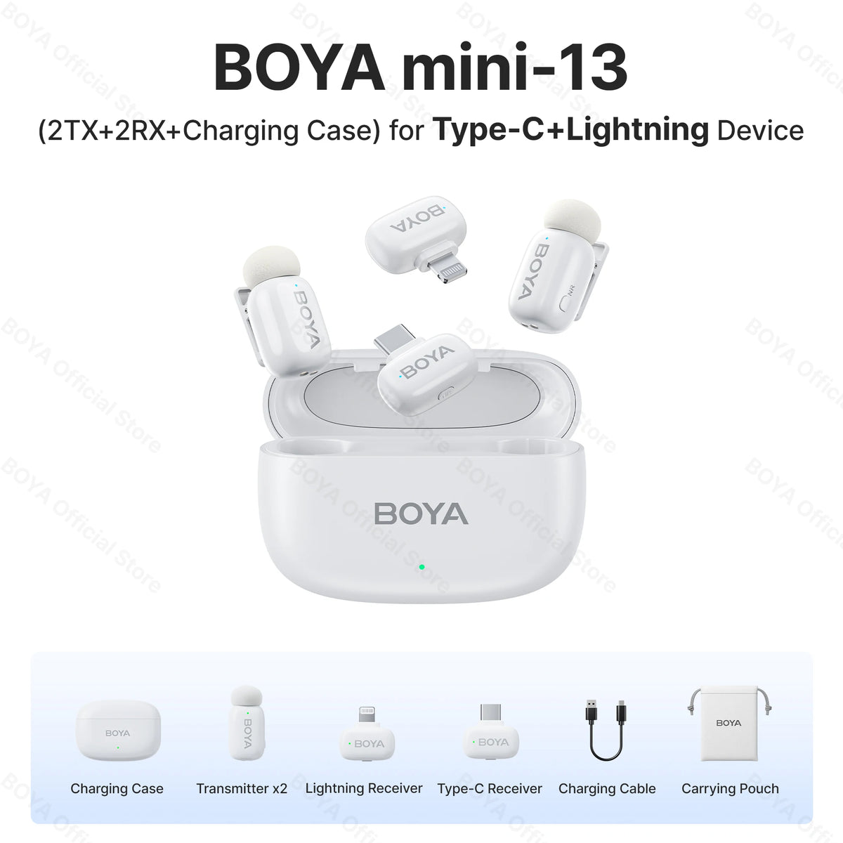 BOYA Mini Wireless Lavalier Lapel Microphone for iPhone iPad Android Type-C Phone Live Broadcast Audio Video Recording Vlog
