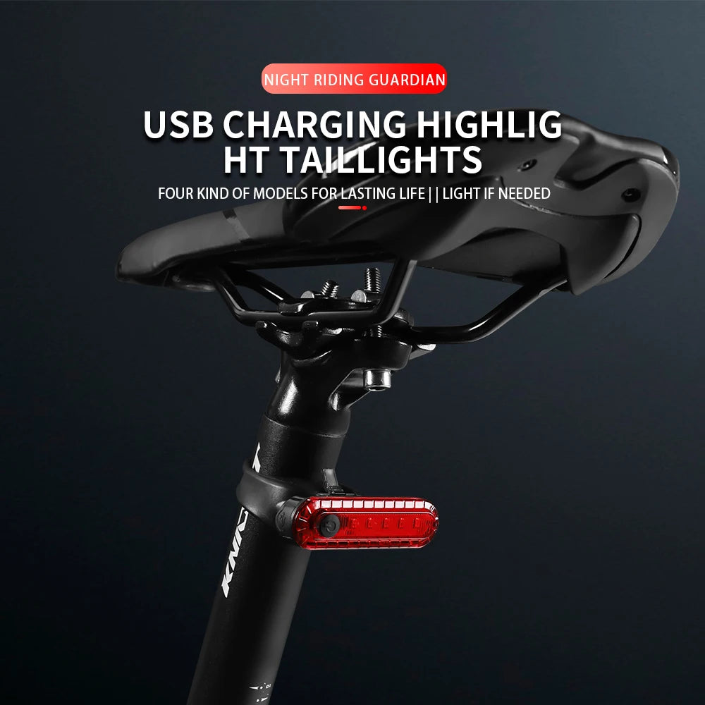 Bright Bike Cycling Safety Rear Flashlight USB Rechargeable LED Bicycle Tail Light 5 Modes Durable for Road MTB Night Riding