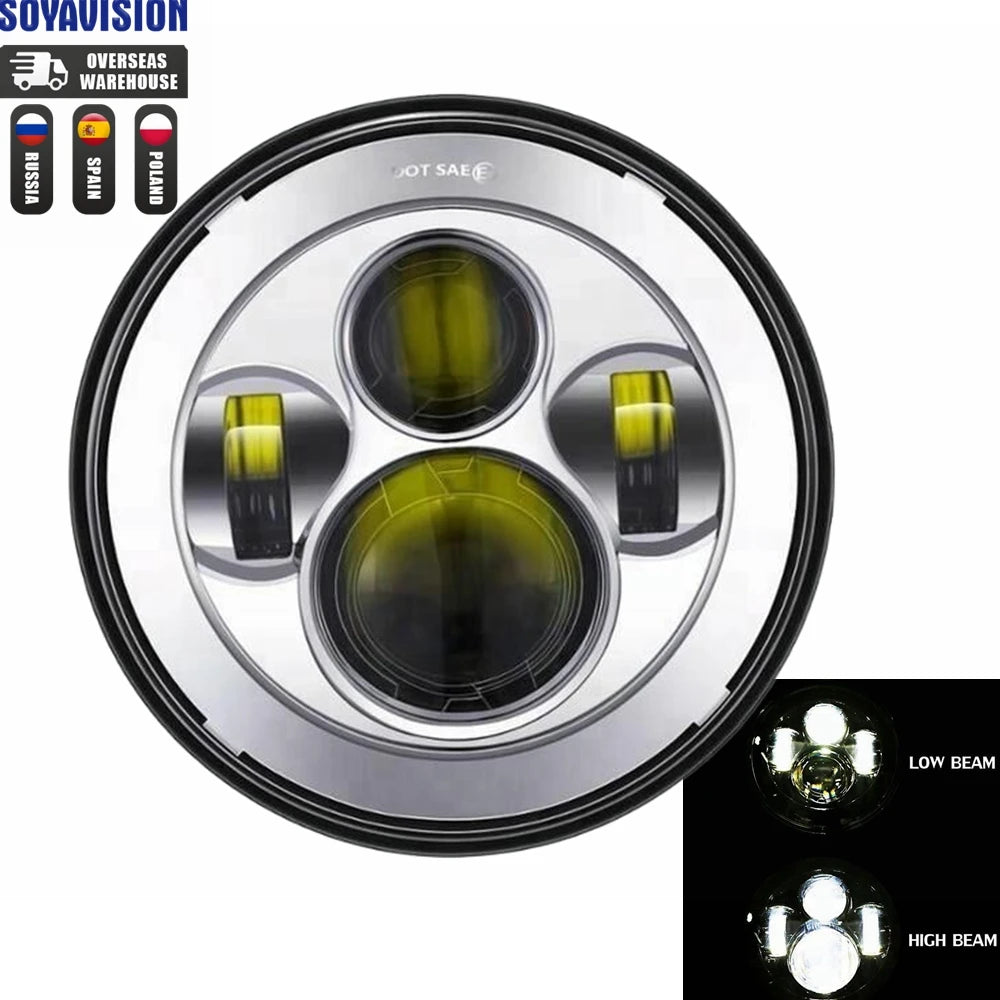 7 Inch Led Auto Headlight Motorcycle LED Headlight DRL Angel Eyes for Harley Honda Yamaha Jeep Lada Niva Urban Car H4 Headlamp