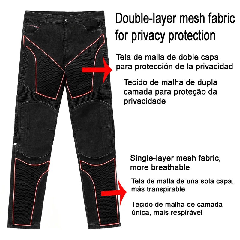 Kevlar Motorcycle Jeans Men Summer Riding Pants Blue Dirt Bike Trousers Abrasion Resistant mesh ventilation Durable