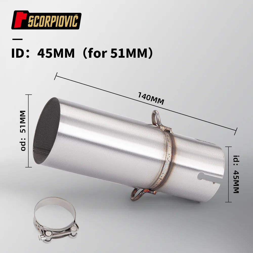 Universal intermediate link pipe for motorcycles, modified muffler, universal diameter 51mm, multiple diameter sizes