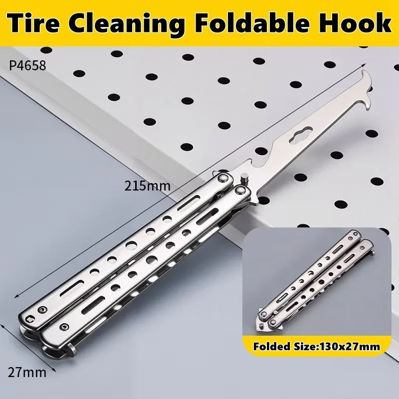 Foldable Tire Cleaning Hook Screwdriver Accessory Motor Tire Stone Cleaner Stone Remover Tire Cleaning Tool Tire Repair Tools