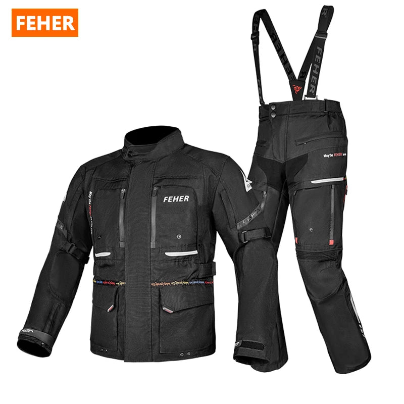 FEHER Autumn Winter Motorcycle Touring Suit Waterproof Removable Liner Thermal Men's Motorcycle Suit JK-059 Breathable Riding Se