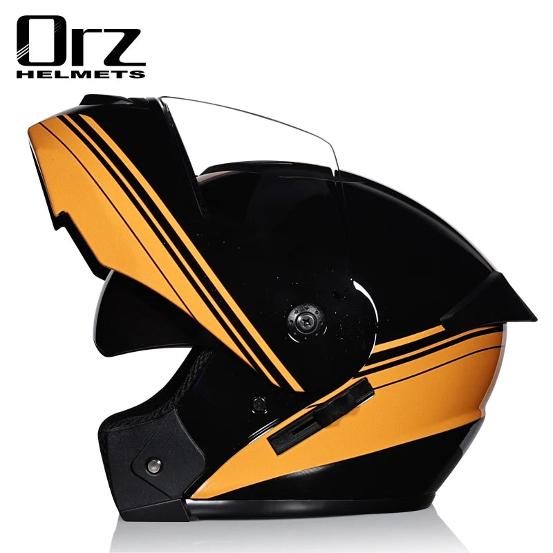 ORZ Latest DOT Approved Safety Modular Flip Motorcycle Helmet Voyage Racing Dual Lens Helmet Interior Visor