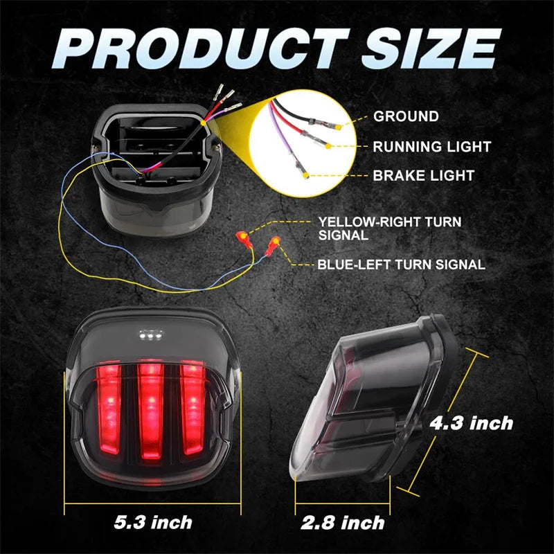 DOT Motorcycle LED Brake Tail Light Rear Turn Signal Lamp for Harley Sportster Dyna Fatboy Softail Touring Road Glide Road King