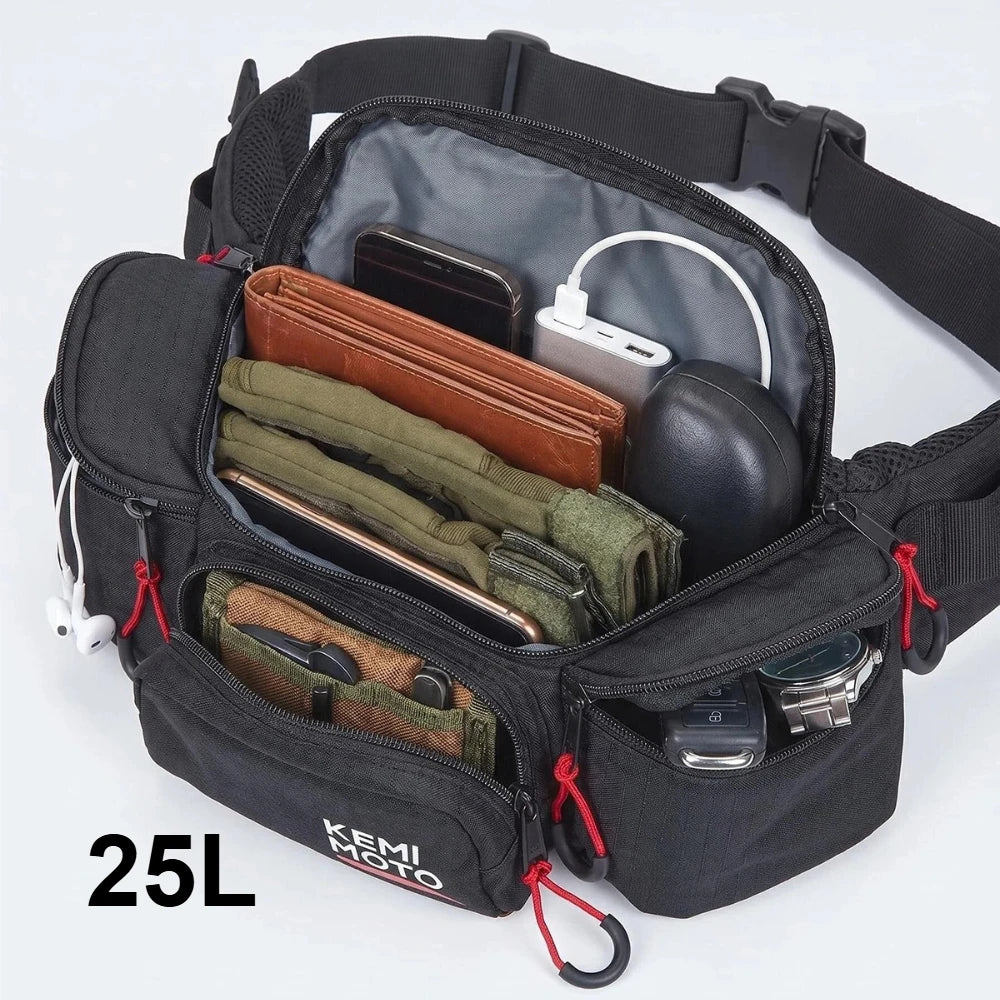 Motorcycle Waist Bag Oxford Riding Fanny Pack Multi Pocket Storage Pouch with YKK Zipper for Outdoor Hiking Travel Cycling Bag
