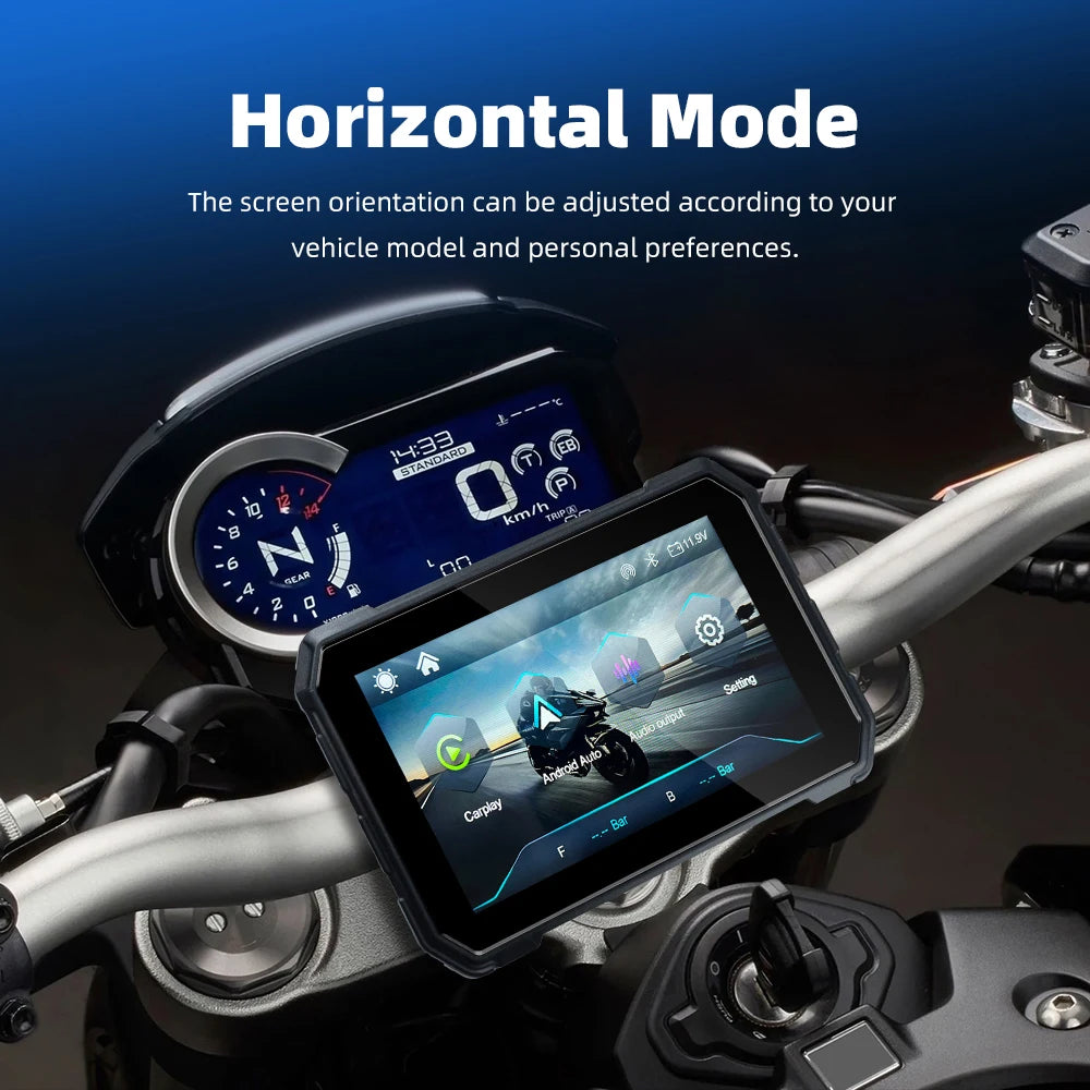 EKIY 5.0 Inch Wireless CarPlay Moto Android Auto For Motorcycle Navigation GPS Portable Digital Dashboard Display Screen TPMS