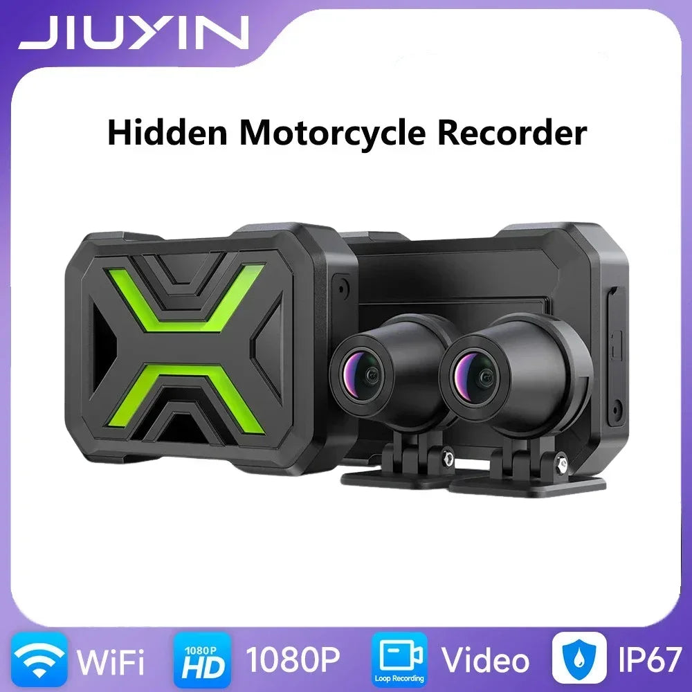 JIUYIN Motorcycle Dual 720p/1080P/2K DVR Waterproof Action Camera Recorder Front&Rearview Motorcycle Dash Cam WiFi Smart Connect