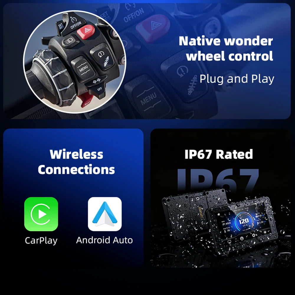 EKIY 5.0" Wireless CarPlay Moto Android Auto For BMW R1200GS R1250GS F800 F900 S1000XR GPS Motorcycle Navigation For WonderWheel