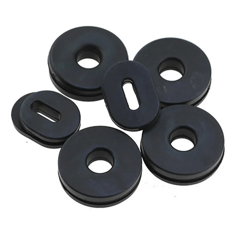 12Pcs/Set Motorcycle Body Side Cover Black Rubber Grommet Fairing Washer Bolts Fixed Rubber Ring Motorcycle Exterior Accessories