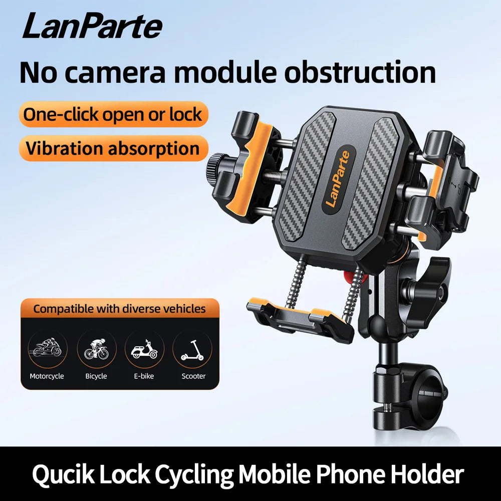 Anti-Theft Motorcycle Phone Mount Holder with Vibration Dampener & High-Speed Secure Lock,Handlebar Cellphone Cradle for Bicycle
