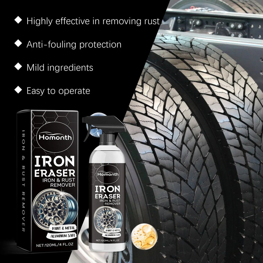 Car Rust Remover Spray Fast Acting Clean Alloy Rim Tire Stains Remove Rust Dirt Restore Original Shine Car Detail Polish Cleaner
