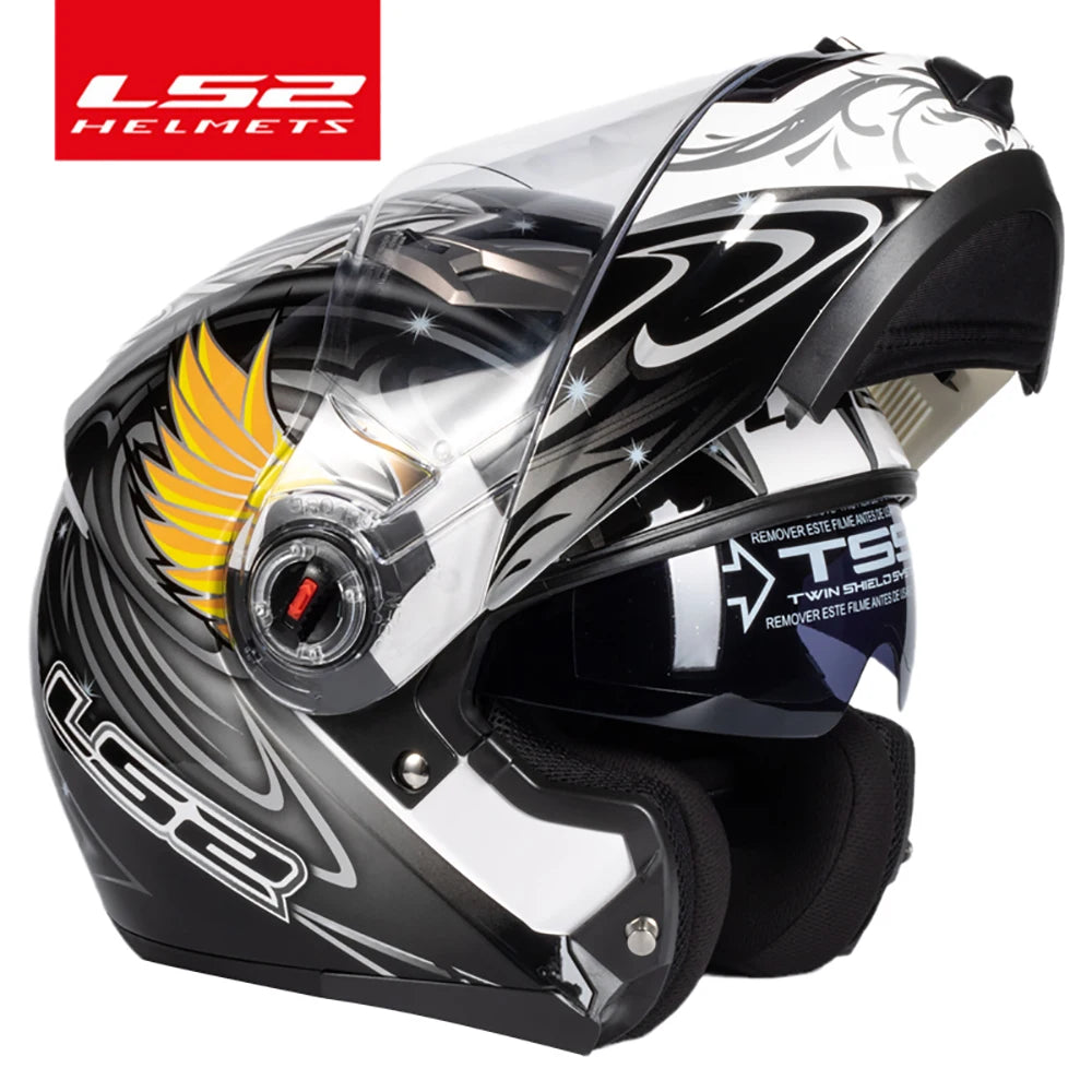 LS2 FF370 Flip Up Motorcycle Helmet Personalised Dual Lens Capacete LS2 Modular Helmets Motorbike Racing Helmet Cascos Para Moto