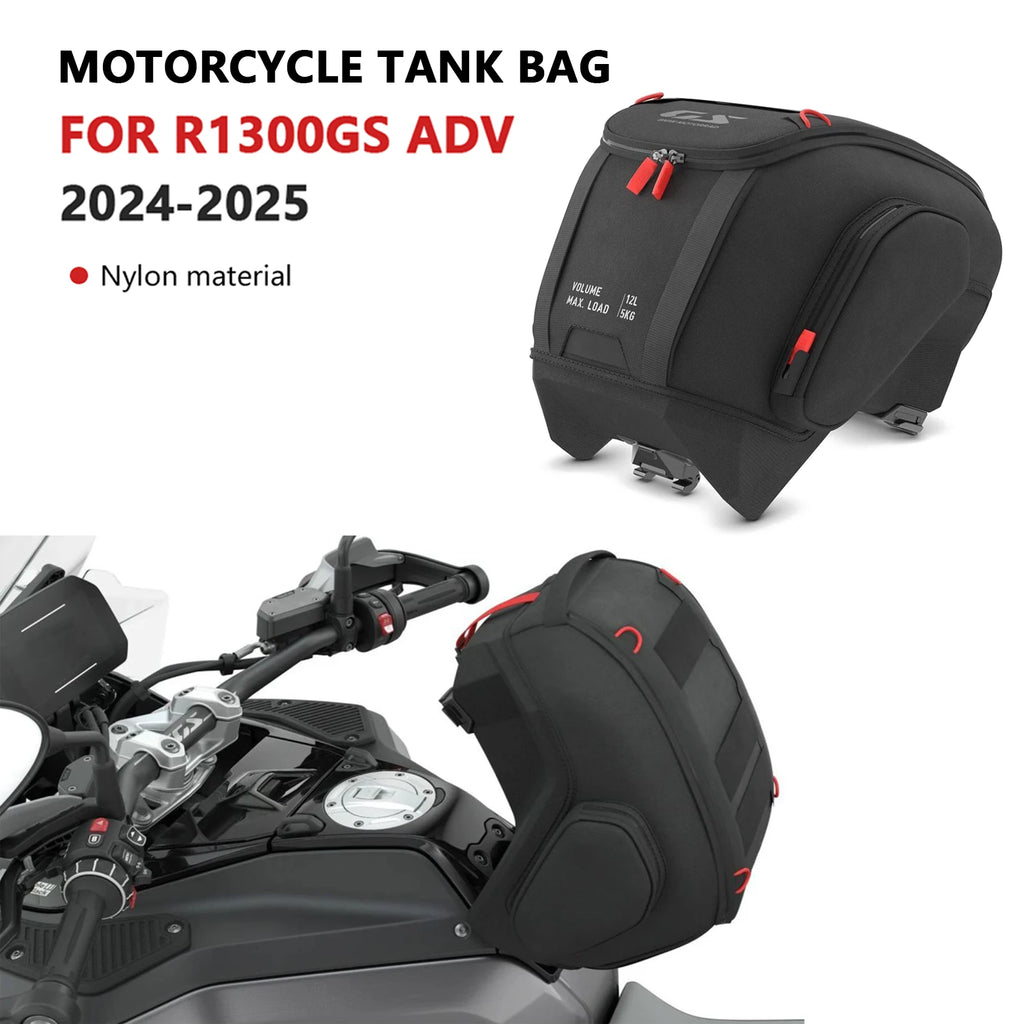 For R1300GS ADV R 1300 GS Adventure 2024 2025 Motorcycle 12L Tank Bag Black Luggage Waterproof Backpack Quick Release Bag