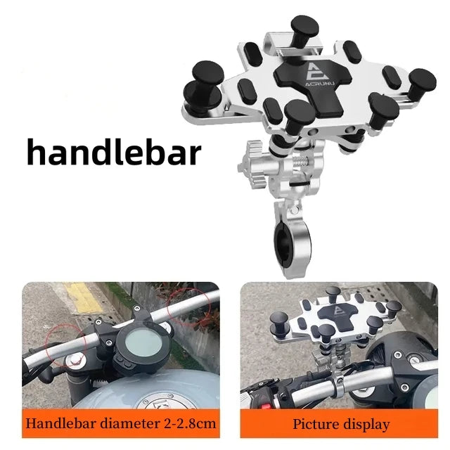Motorcycle Phone Stand Aluminum Bike Mobile Phone Holder Cellphone Holder For Motorcycle Universal Phone Stand 540°Adjustable