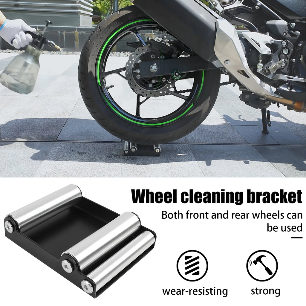 Motorcycle Universal Chain Clean Durable Roller Ramp Lift Tire Wheel  Cleaning Stand Tire Wash Bracket Portable For Harley Honda