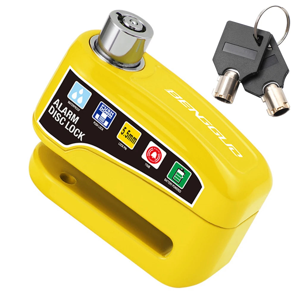 Motorcycle Alarm Lock Wheel Disc Brake Lock with Key Motorbike Scooter Waterproof Anti-theft Aluminum Alloy Security Brakelock