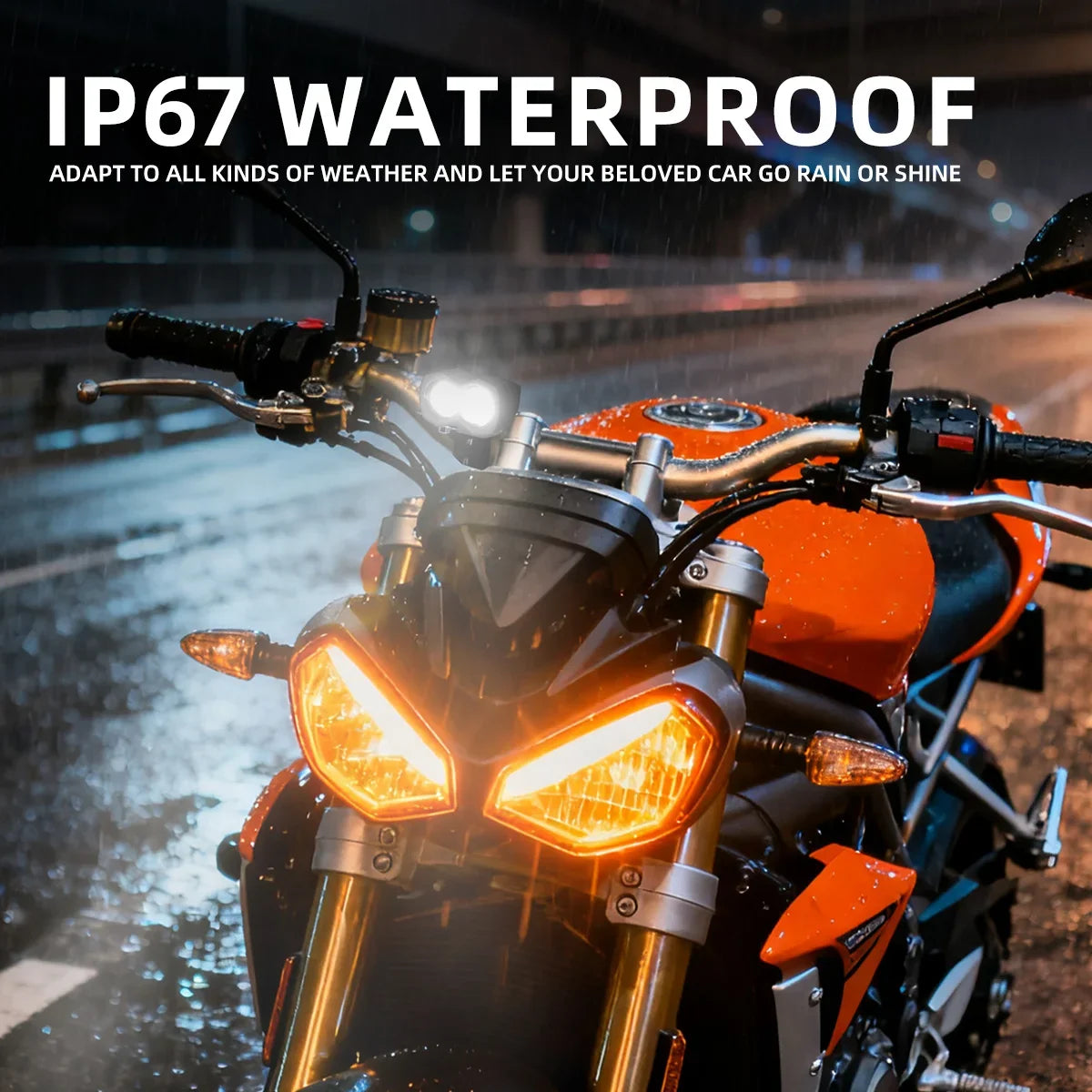 1pc Motorcycle LED Spotlight 2/3/4 Lens Dual Color White Yellow Warning Flash Lamp RGB Aperture Moto Headlamp LED Driving Lights