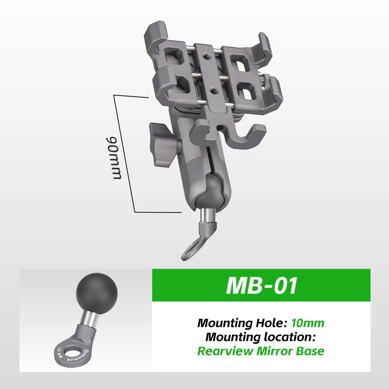 FANAUE Motorcycle Bike Phone Holder Mount Aluminum Alloy with Vibration Dampener ATV/ UTV Bike Scooter Handlebar GPS Clip