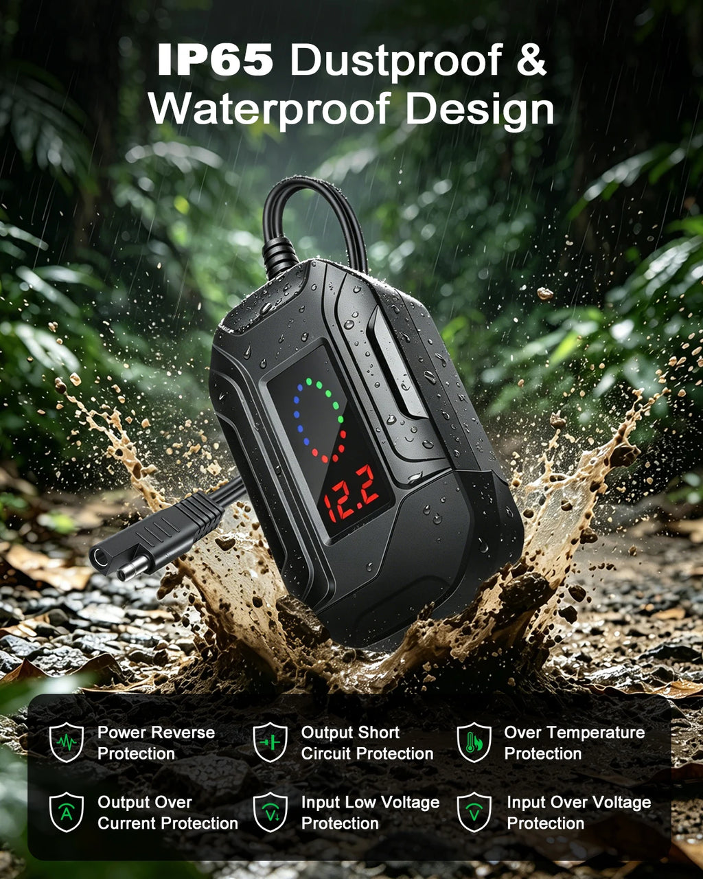 USB Type-C PD Fast Charger Waterproof Motorcycle Phone Charger Handlebar Mount Quick Charger Adapter with Voltmeter
