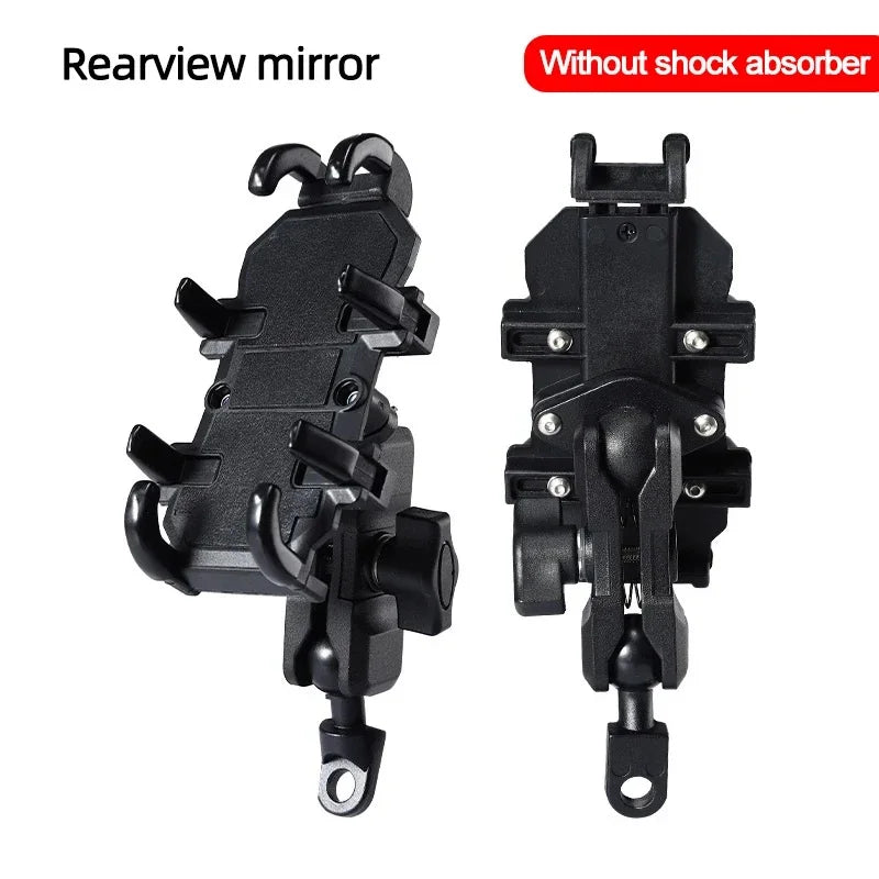 Universal Motorcycle Bike Phone Holder Aluminum Bicycle Riding Handlebar Clamp Rearview Mirror Navigation Bracket GPS Shockproof