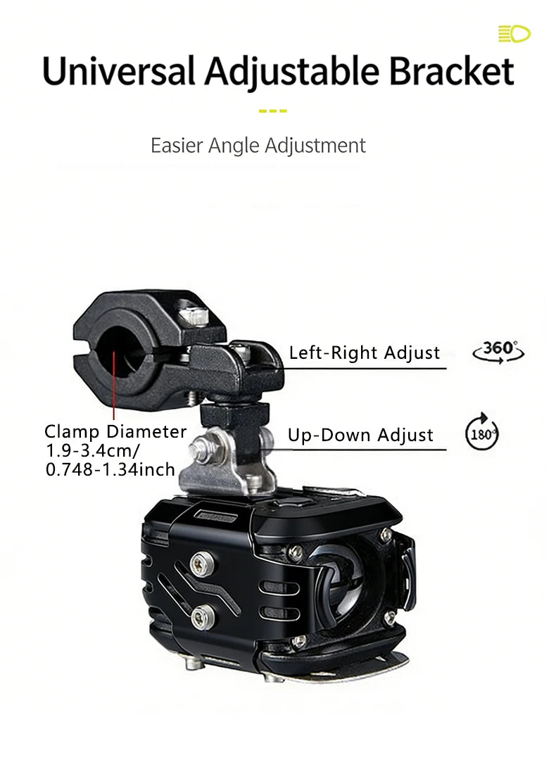 J01/J03 Wireless Switch Motorcycle Front Auxiliary Spotlight 7200 Lumens Electric Vehicle LED Beads Far And Near Light Tangent