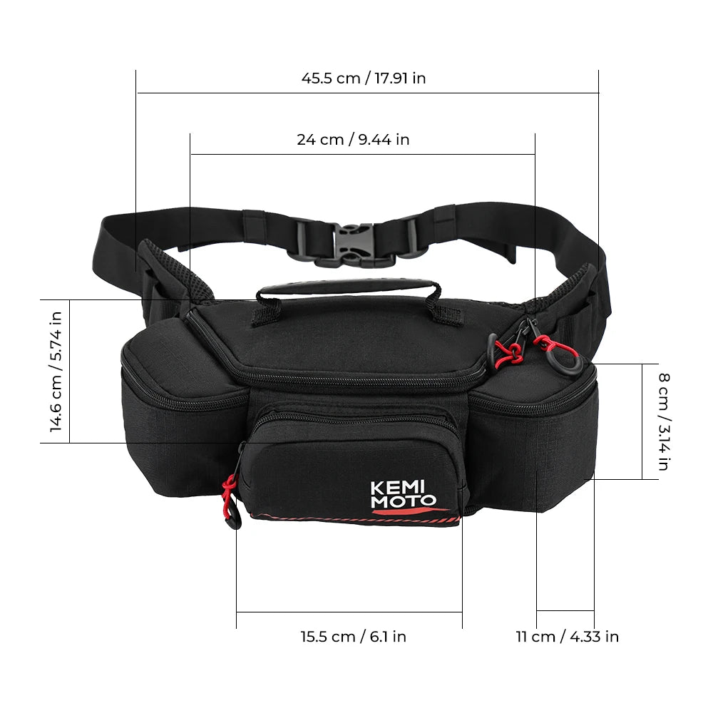 Motorcycle Waist Bag Oxford Riding Fanny Pack Multi Pocket Storage Pouch with YKK Zipper for Outdoor Hiking Travel Cycling Bag