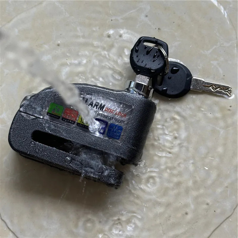 Motorcycle Bicycle Lock Alarm Safety Protection Padlock Disc Aluminum Alloy Anti-Theft Reminder Rope Lock Bag +Spare battery