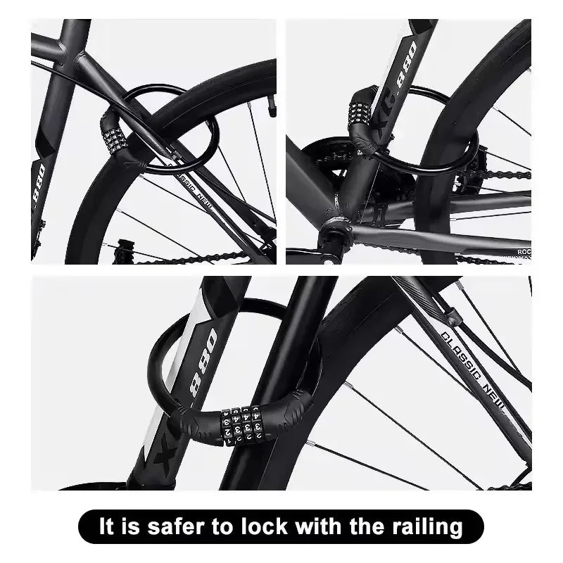Reinforced Motorcycle 4-digit Code Anti-theft Lock Reinforced Mountain Bike Road Bike Security Lock Portable Accessories