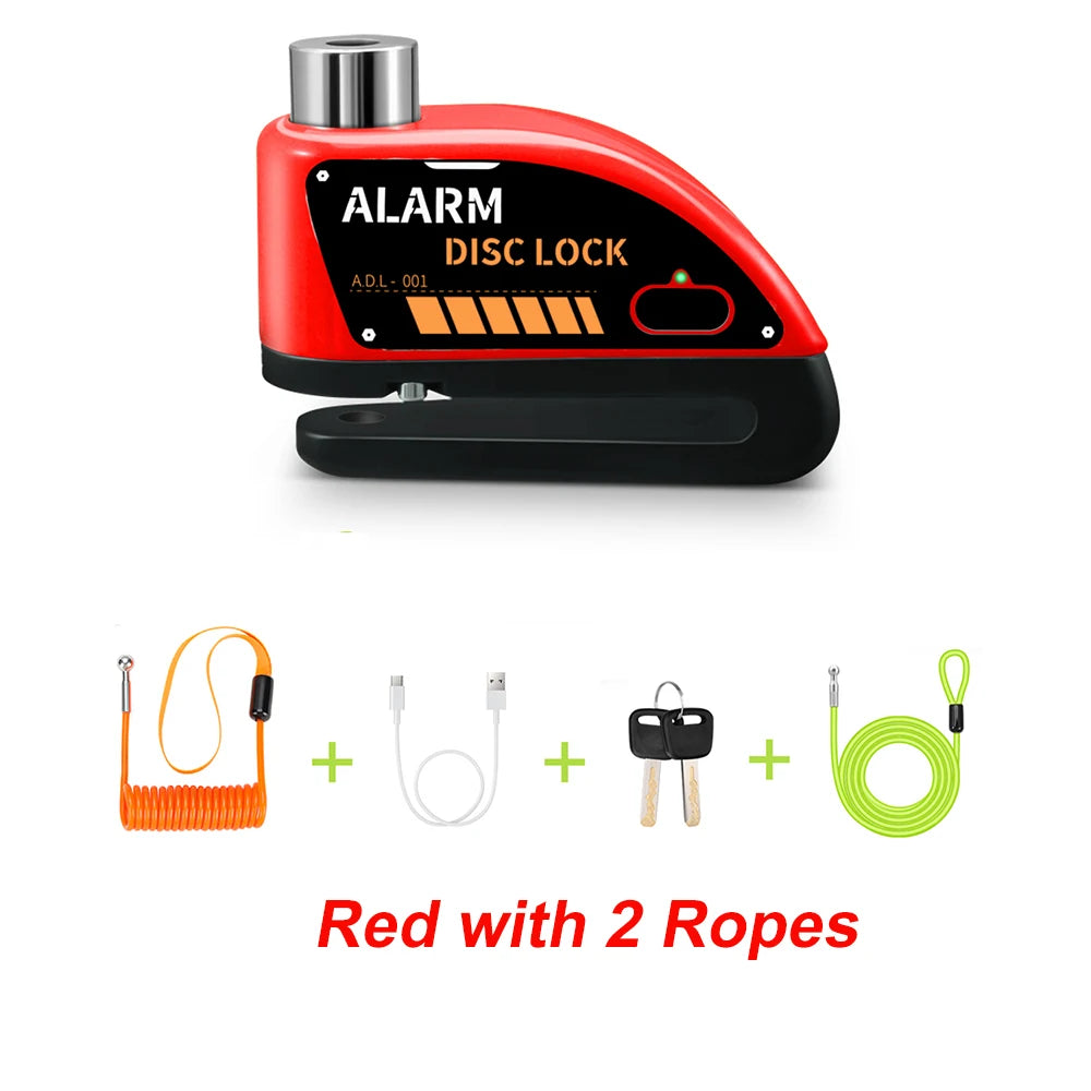 Anchtek Motorcycle Rechargeable Disc Lock Alarm 120db Bicycle Anti-theft Padlock Security Protection Bike Motorbike Accessories
