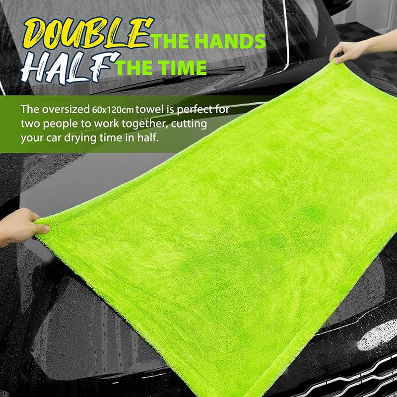 1400GSM Ultra-Thick Drying Towel for Car/Motorcycle Oversized 60x120cm Cleaning Cloth Soft High Absorbent Car Detailing Towel