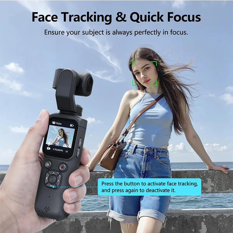 4K Wifi Action Camera 330° Auto-rotate Len Pocket Camera 1.72" Touchscreen Zoom Sport Cam Portable Vlog Video Recorder Cycling