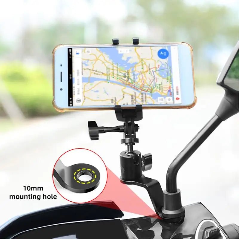 PULUZ Motorcycle Rearview Mirror Aluminum Alloy Action Camera Holder Mount