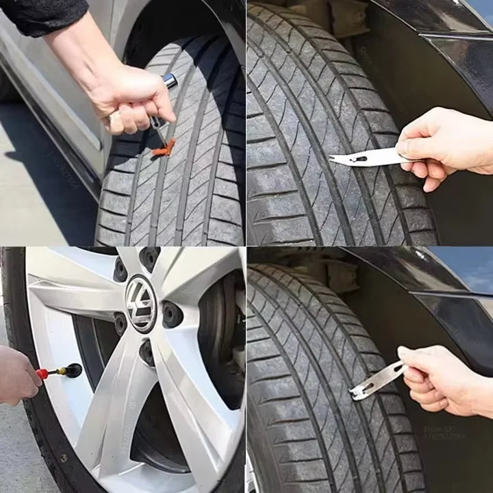 12Pcs New Car Tire Repair Tool Set with T-Handle Plug, Tire Repair Replacement Needles for Efficient Fixing