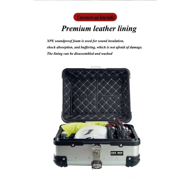 22L Motorcycle Universal Rear Top Case Moto Luggage Storage Tail Box Waterproof Motorcycle Trunk Key Lock Tool box Aluminum