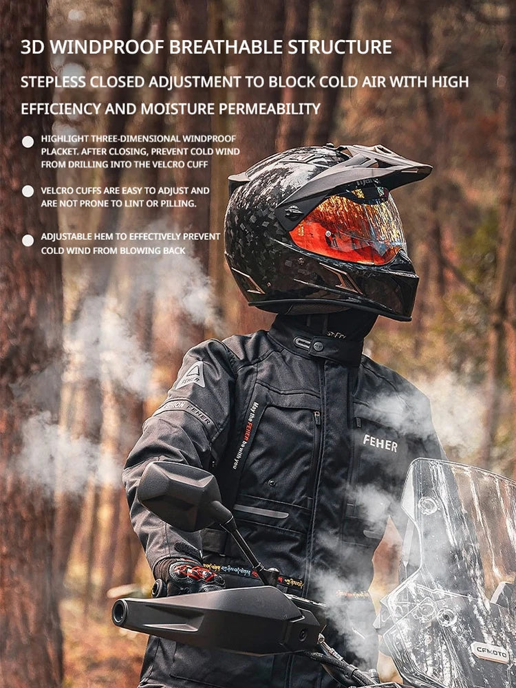 FEHER Autumn Winter Motorcycle Touring Suit Waterproof Removable Liner Thermal Men's Motorcycle Suit JK-059 Breathable Riding Se
