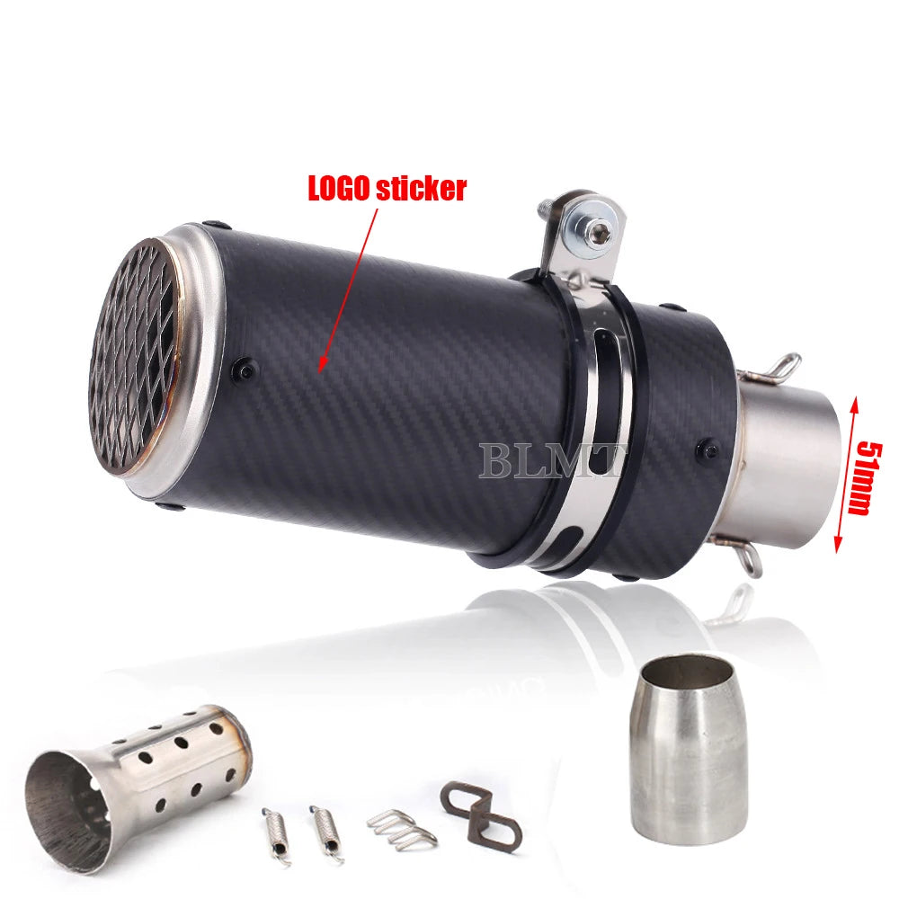 Universal 51/60mm motorcycle sc exhaust inox muffler carbon fiber exhaust with DB Killer for z900 R3 R25 MT07 MT09 R1 Z400 Z650