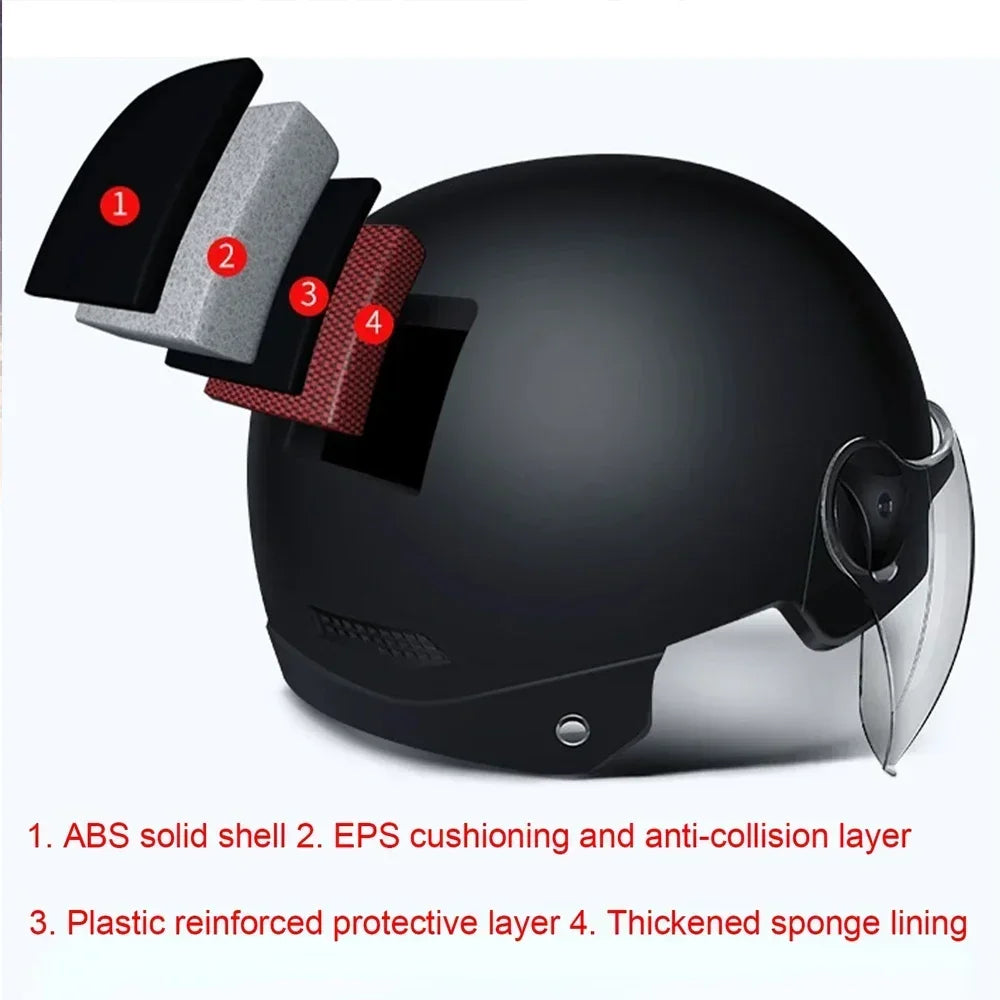 Electric Bicycle Motorcycle Dot Certified Electric Vehicle Helmets Men Women Four Seasons Sun Protection Lightweight Half E-bike