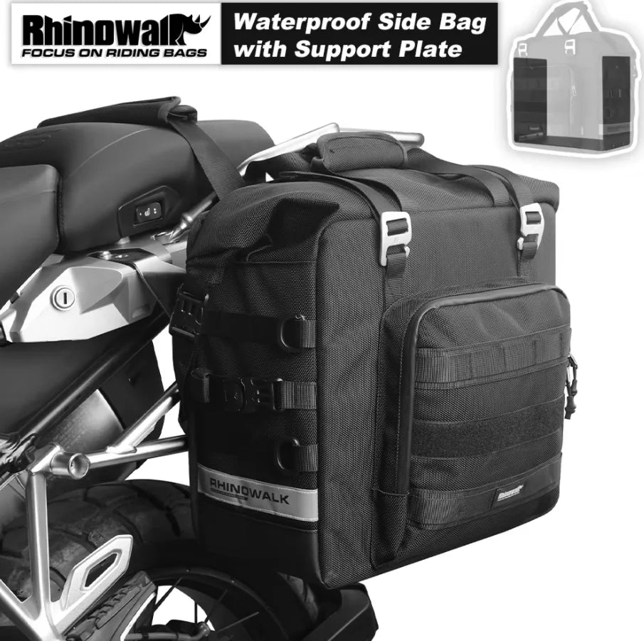 Rhinowalk Motorcycle Saddle Bag Expandable 25-32L Quick Release 3D Cube Motorbike Side Pannier Bag Waterproof Motor Storage Pack