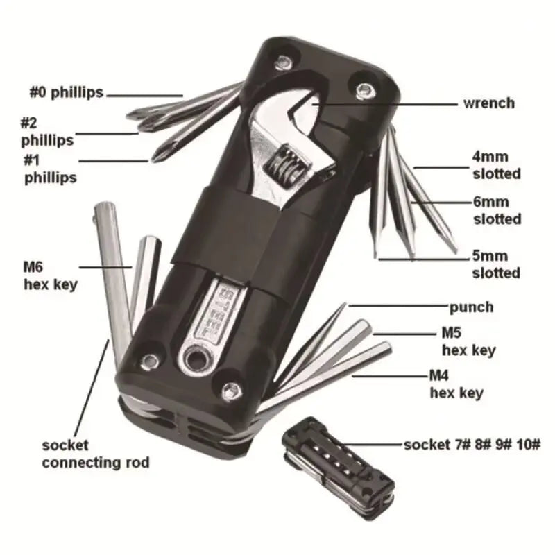 Motorcycle Multi-function Tools Multi-tool Tire Repair Tool Set with Screwdriver Chain MTB Road Cycling Motorcycle Repair Kits