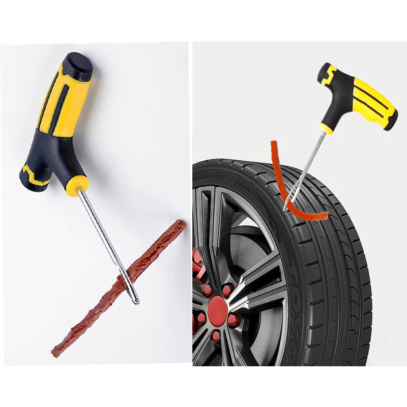 Emergency Tire Repair Kit - Heavy-Duty Glue & Rubber Strips for Flat Puncture Fix on Cars/Trucks/RVs, On-the-Go Safety Solution