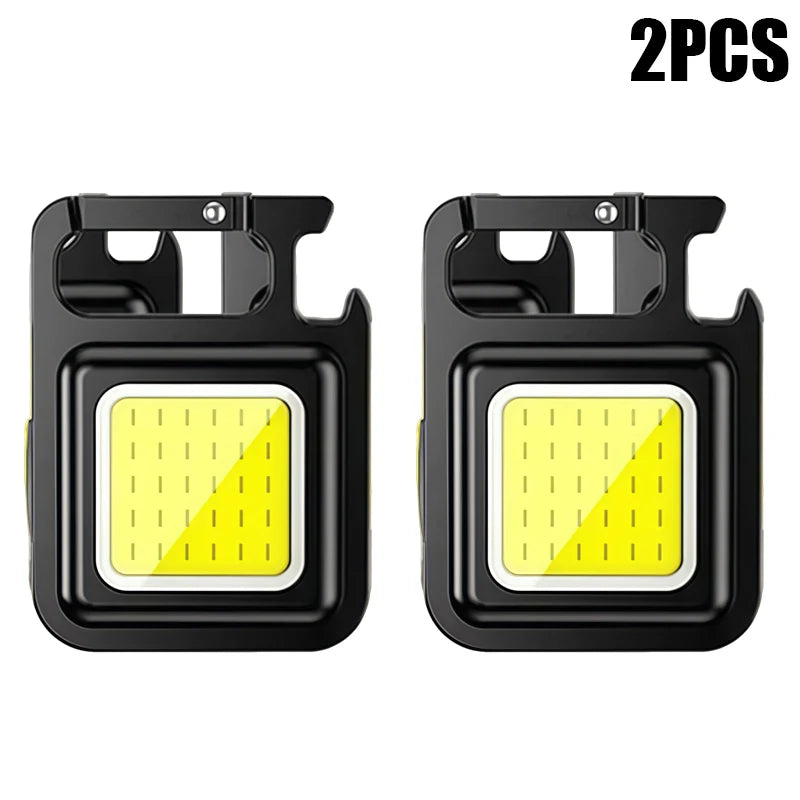 Super Bright Mini COB Keychain Flashlight Charging Lamp Camping Lights with Magnet 4 Lighting Modes for Emergency Lighting Torch