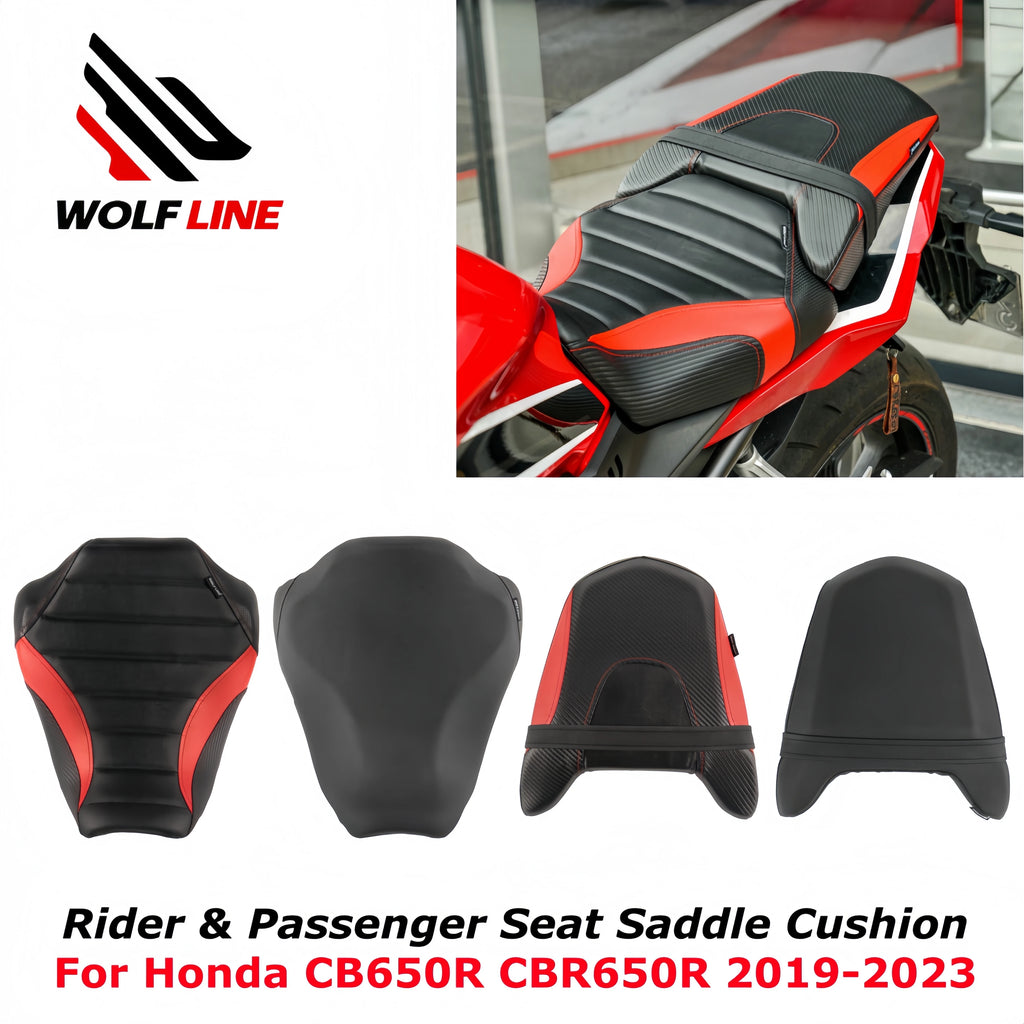 WOLFLINE Rider & Passenger Seat Saddle Cushion for Honda CB650R CBR650R 2019-2023 Front Rear Seat Cushion Pillion