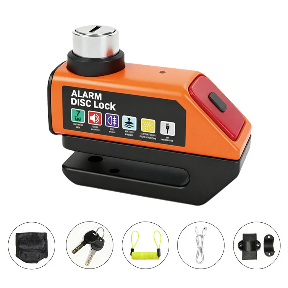 Motorcycle Alarm Disc Brake Lock 120dB Loud Anti Theft Alarma Security Moto Wheel Disk Padlock Waterproof Motorcycle Disc Lock