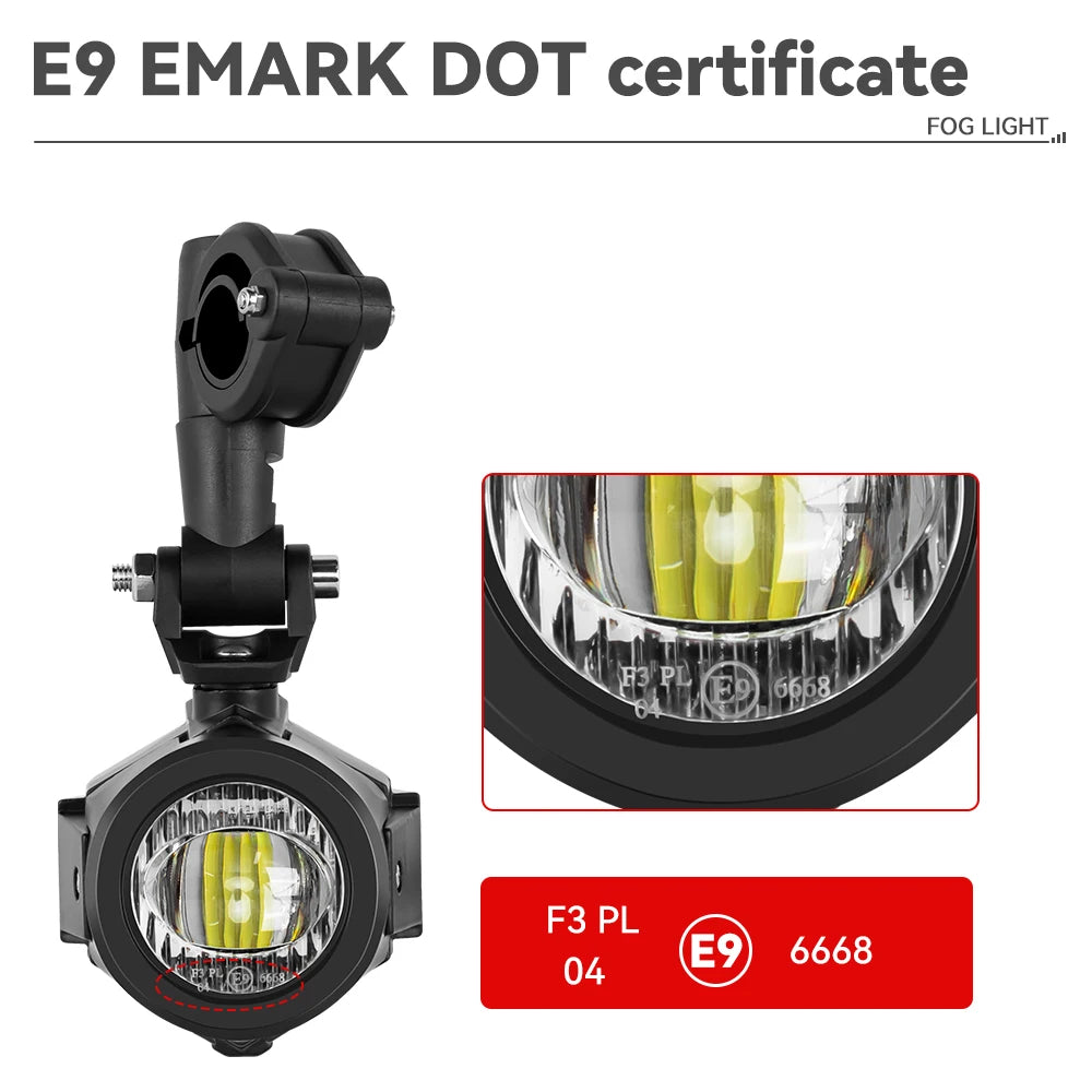 Auxiliary Lights LED Spot Driving Fog Lights for R1200GS F800GS K1600 Universal Motorcycle 40W 6000K Fog Lamps