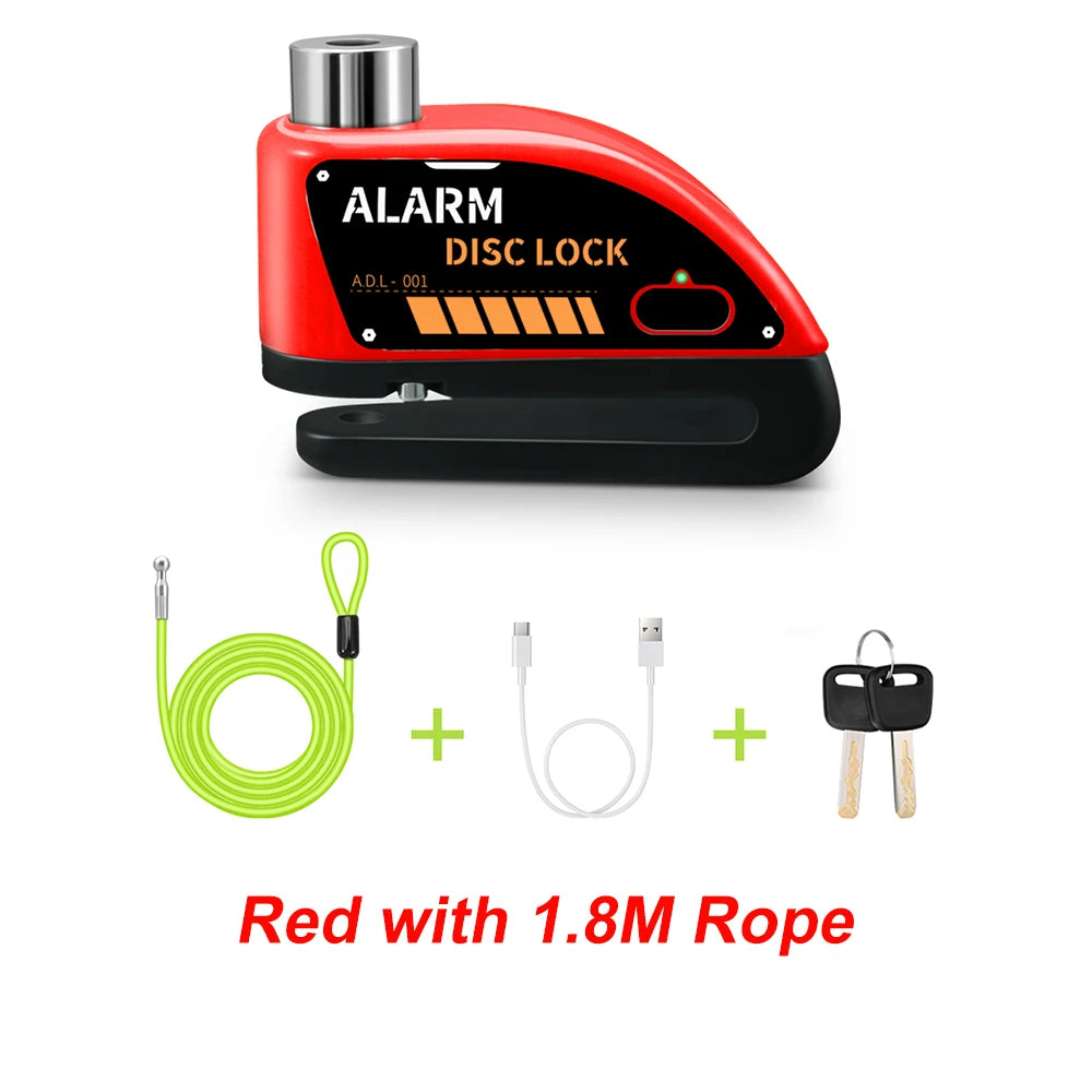 Anchtek Motorcycle Rechargeable Disc Lock Alarm 120db Bicycle Anti-theft Padlock Security Protection Bike Motorbike Accessories