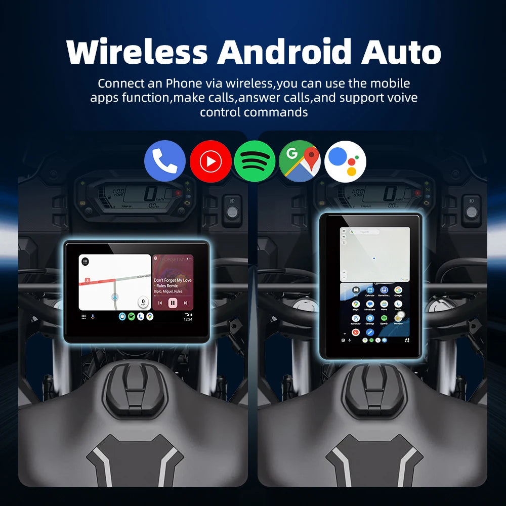 EKIY 5.0" Wireless CarPlay Moto Android Auto Portable Digital Motorcycle Dashboard GPS Motorcycle Navigation Display Screen TPMS